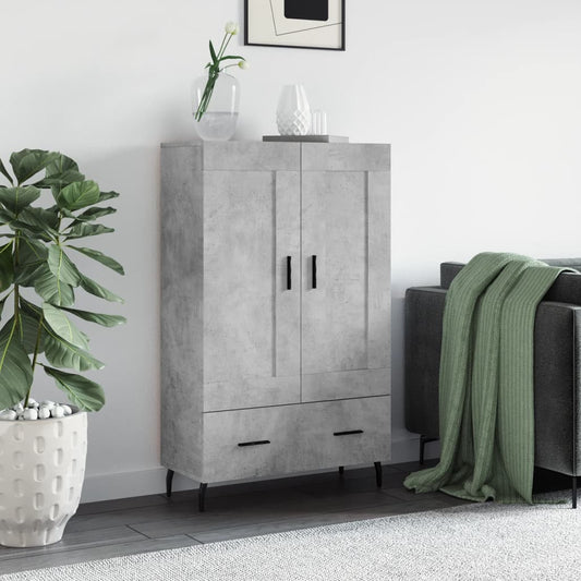 Hoge kast 69,5x31x115 cm bewerkt hout betongrijs is nu te koop bij PeponiXL, paradijselijk wonen!