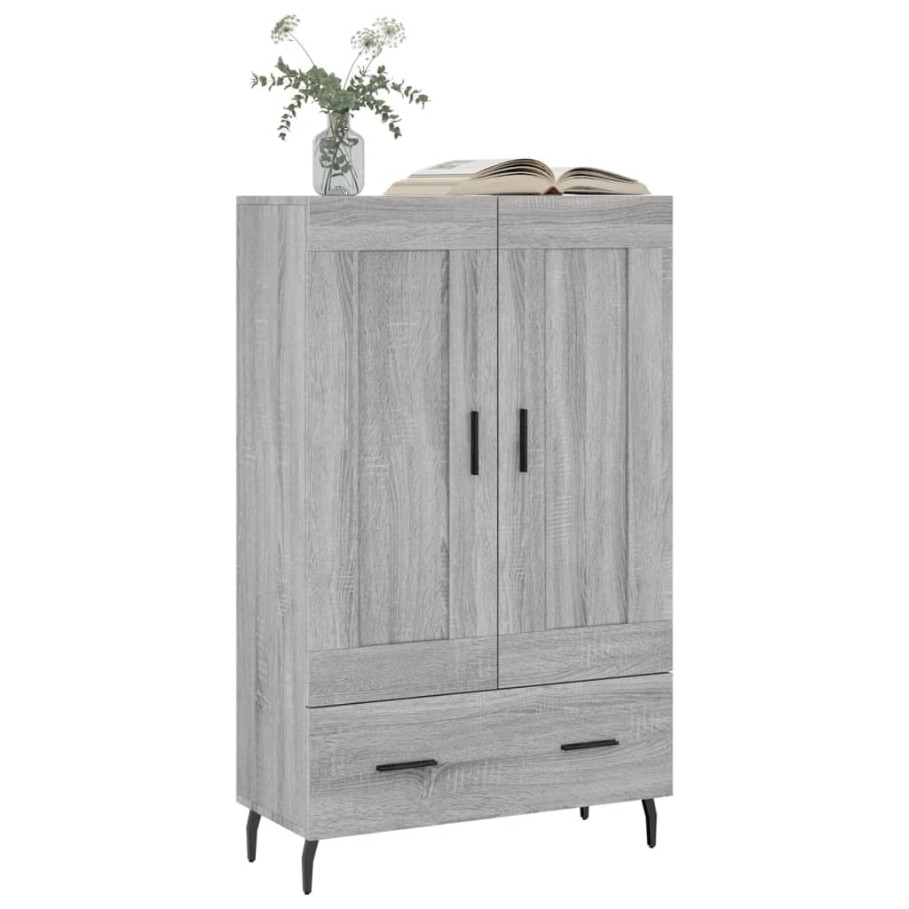 Hoge kast 69,5x31x115 cm bewerkt hout grijs sonoma eikenkleurig is nu te koop bij PeponiXL, paradijselijk wonen!
