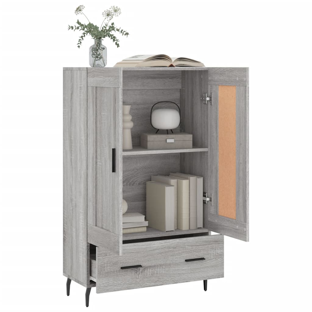 Hoge kast 69,5x31x115 cm bewerkt hout grijs sonoma eikenkleurig is nu te koop bij PeponiXL, paradijselijk wonen!