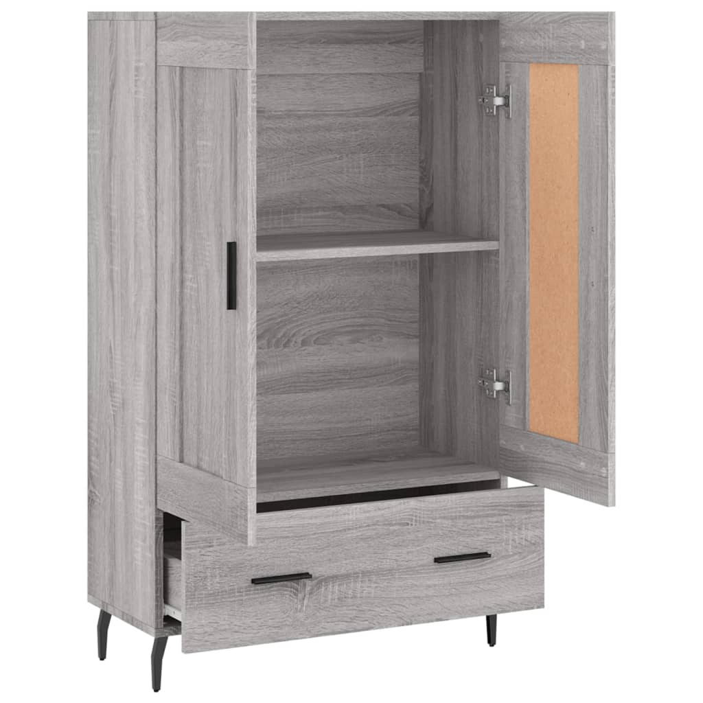 Hoge kast 69,5x31x115 cm bewerkt hout grijs sonoma eikenkleurig is nu te koop bij PeponiXL, paradijselijk wonen!