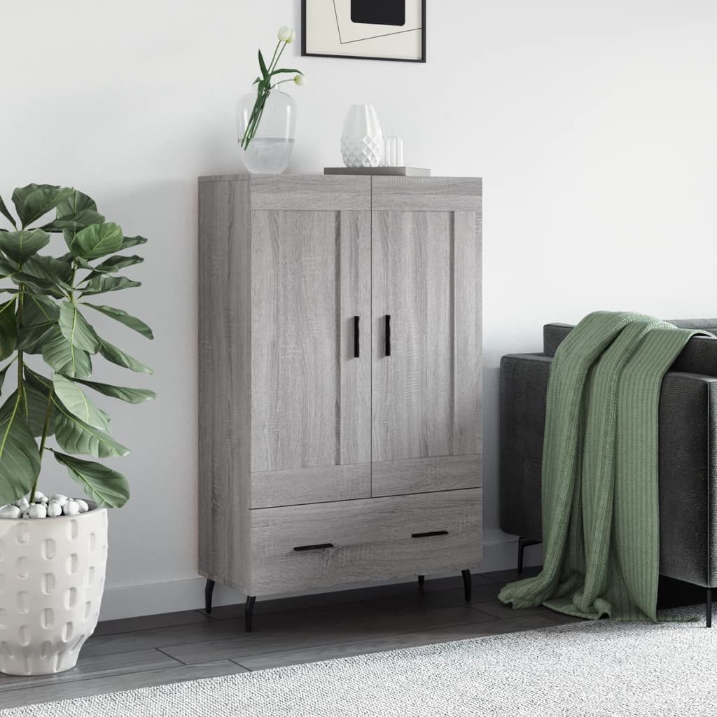 Hoge kast 69,5x31x115 cm bewerkt hout grijs sonoma eikenkleurig is nu te koop bij PeponiXL, paradijselijk wonen!