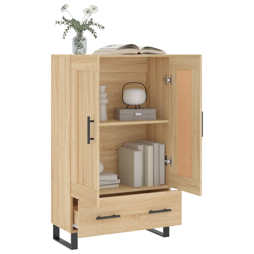 Hoge kast 69,5x31x115 cm bewerkt hout sonoma eikenkleurig is nu te koop bij PeponiXL, paradijselijk wonen!