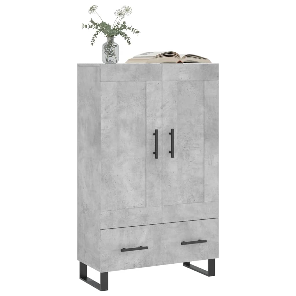 Hoge kast 69,5x31x115 cm bewerkt hout betongrijs is nu te koop bij PeponiXL, paradijselijk wonen!