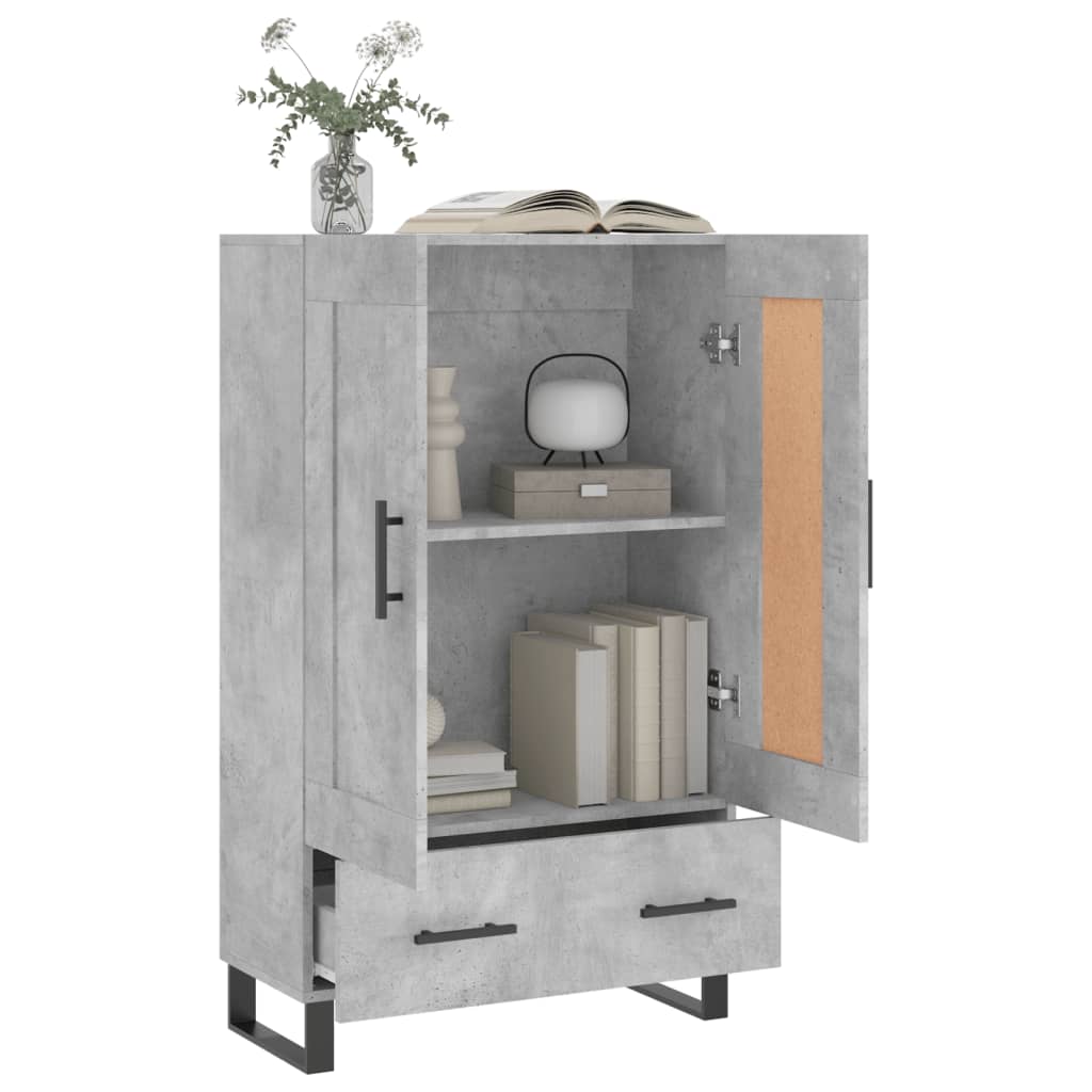 Hoge kast 69,5x31x115 cm bewerkt hout betongrijs is nu te koop bij PeponiXL, paradijselijk wonen!