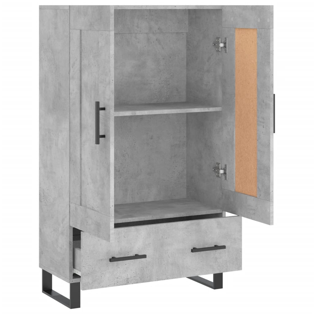 Hoge kast 69,5x31x115 cm bewerkt hout betongrijs is nu te koop bij PeponiXL, paradijselijk wonen!