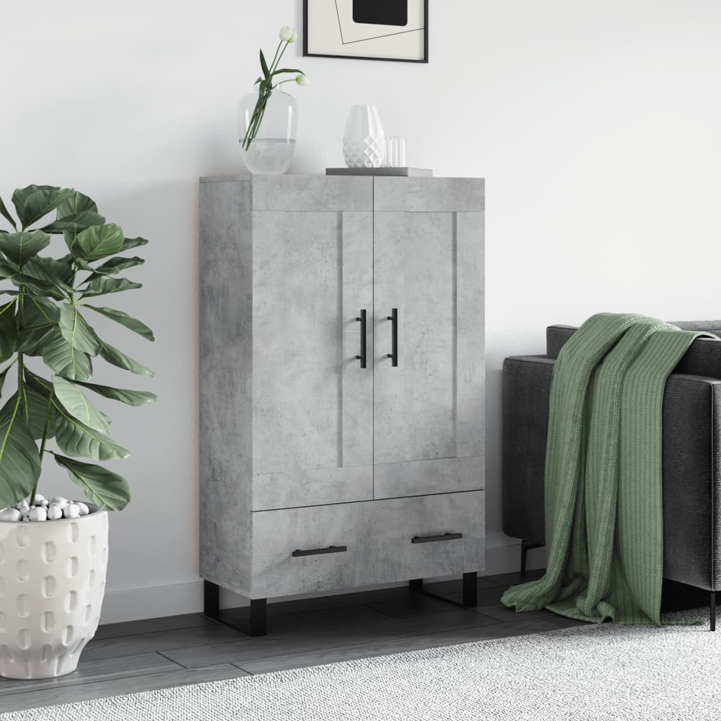 Hoge kast 69,5x31x115 cm bewerkt hout betongrijs is nu te koop bij PeponiXL, paradijselijk wonen!