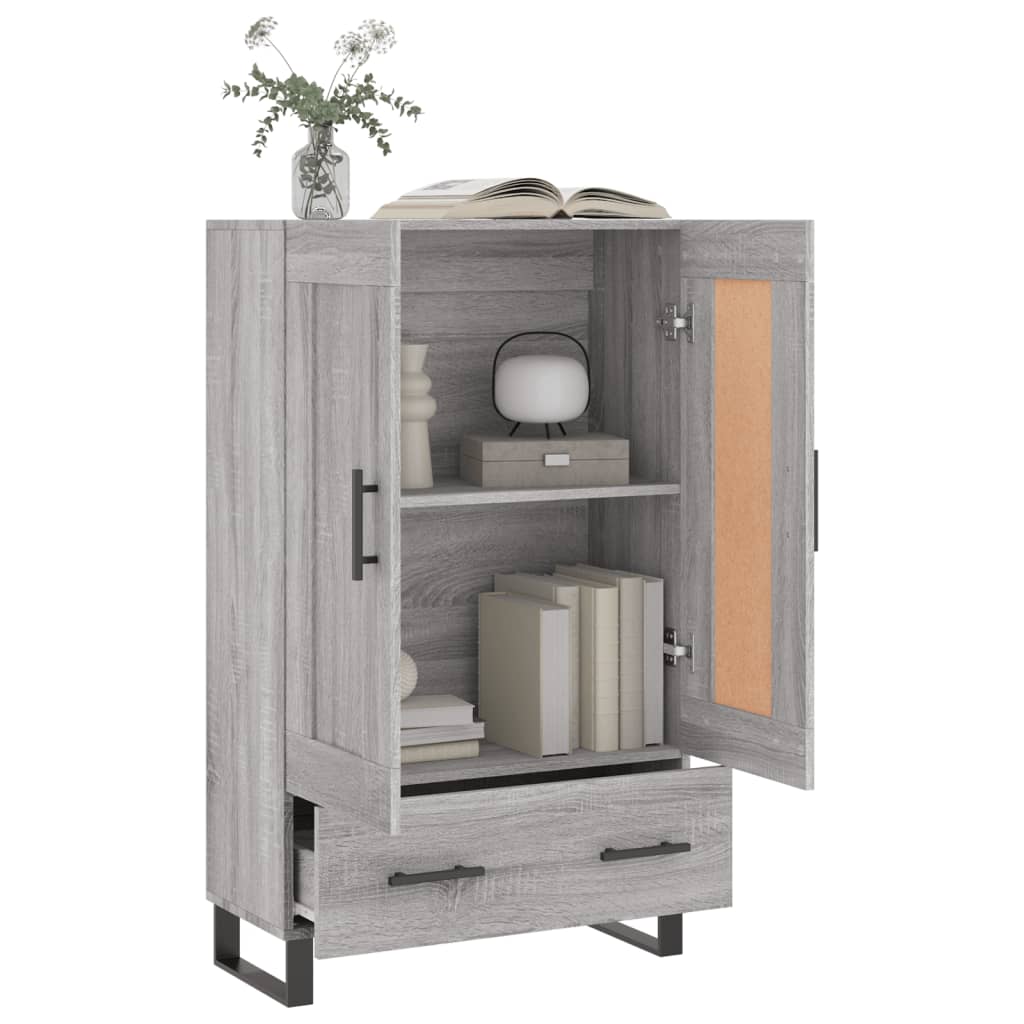 Hoge kast 69,5x31x115 cm bewerkt hout grijs sonoma eikenkleurig is nu te koop bij PeponiXL, paradijselijk wonen!