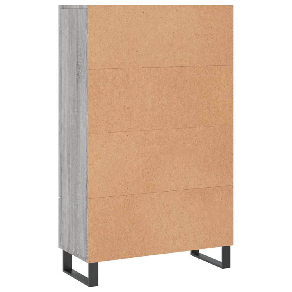 Hoge kast 69,5x31x115 cm bewerkt hout grijs sonoma eikenkleurig is nu te koop bij PeponiXL, paradijselijk wonen!