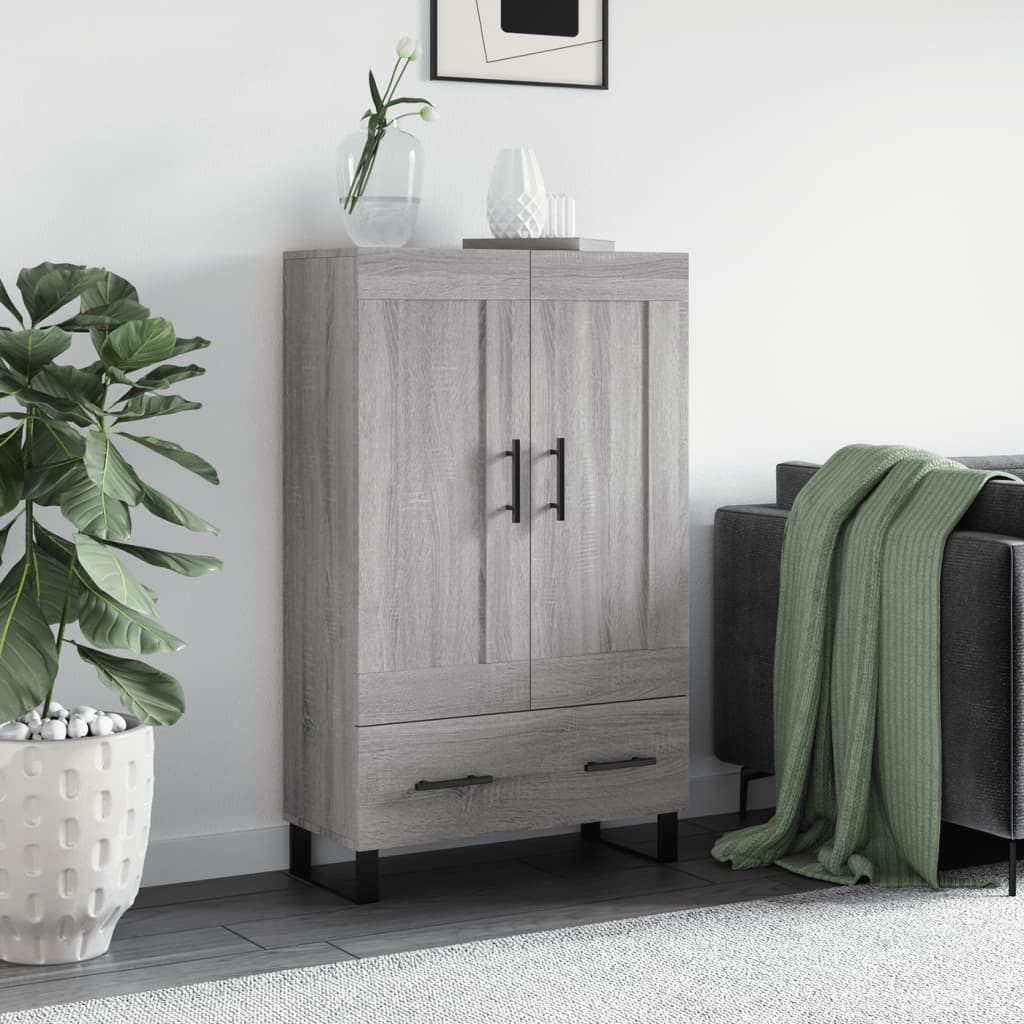 Hoge kast 69,5x31x115 cm bewerkt hout grijs sonoma eikenkleurig is nu te koop bij PeponiXL, paradijselijk wonen!
