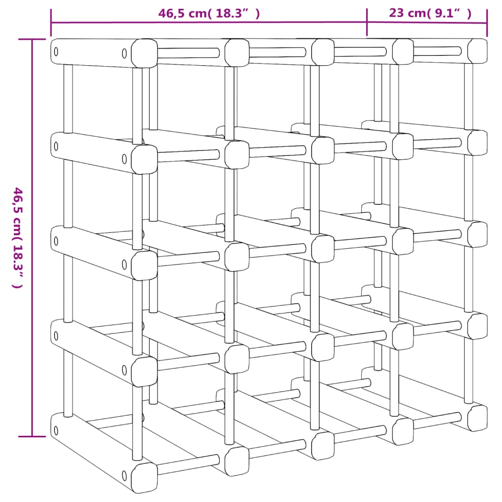 Wijnrek voor 20 flessen 46,5x23x46,5 cm massief grenenhout is nu te koop bij PeponiXL, paradijselijk wonen!