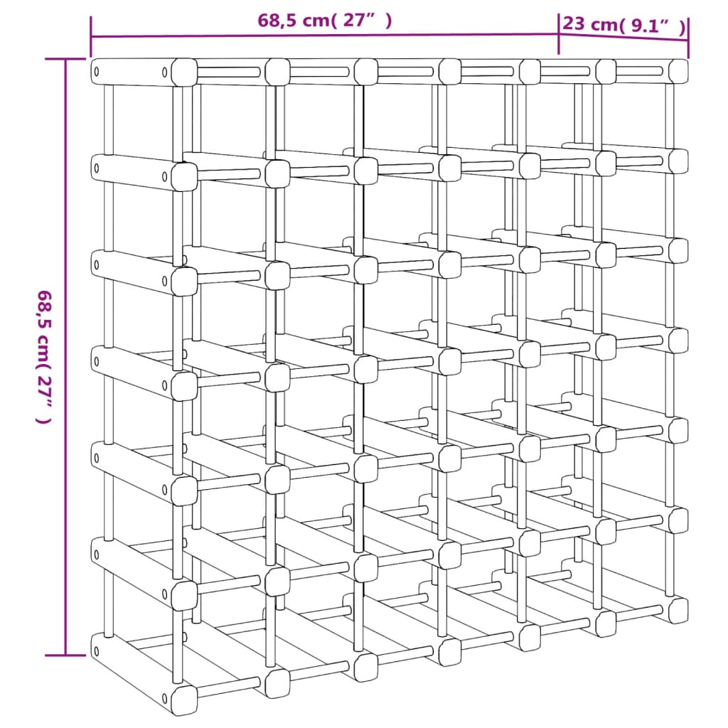 Wijnrek voor 42 flessen 68,5x23x68,5 cm massief grenenhout is nu te koop bij PeponiXL, paradijselijk wonen!