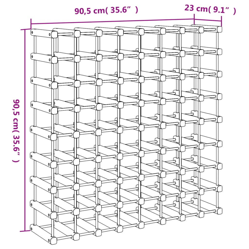 Wijnrek voor 72 flessen 90,5x23x90,5 cm massief grenenhout is nu te koop bij PeponiXL, paradijselijk wonen!