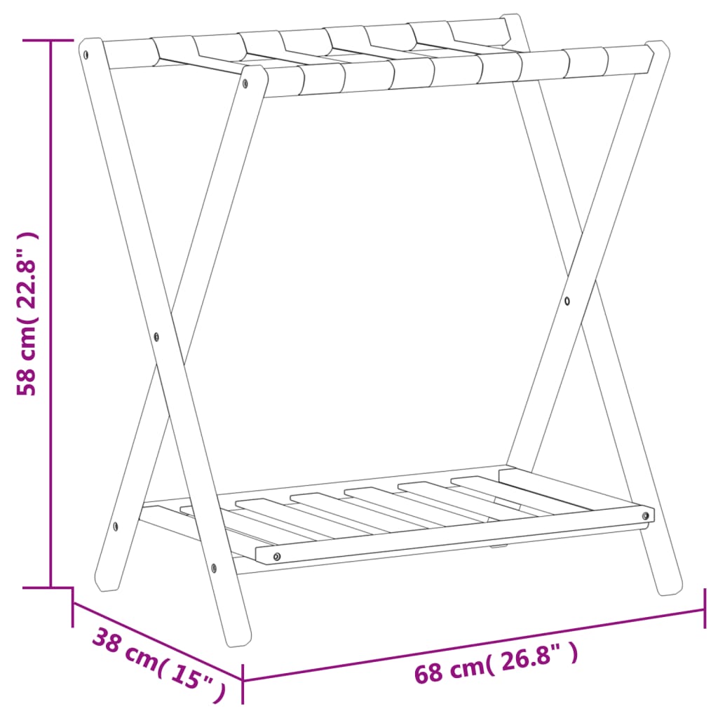 Bagagerek 68x38x58 cm bamboe zwart is nu te koop bij PeponiXL, paradijselijk wonen!