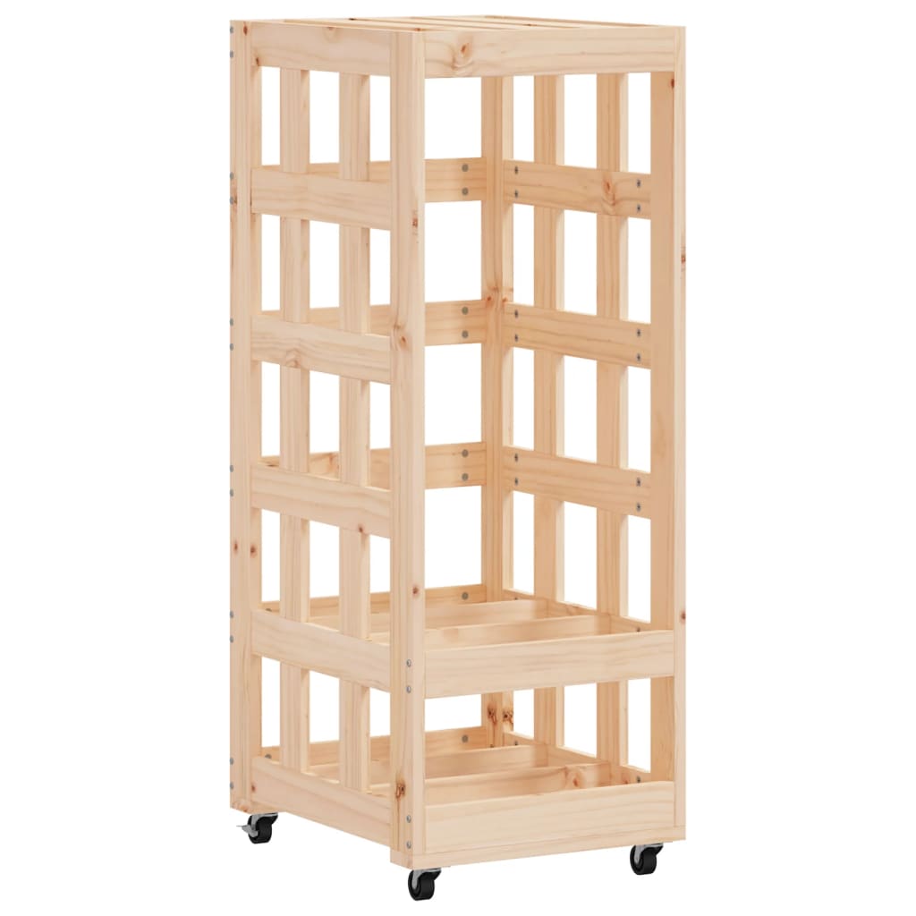 Houtblokhouder met wielen 40x49x110 cm massief grenenhout is nu te koop bij PeponiXL, paradijselijk wonen!
