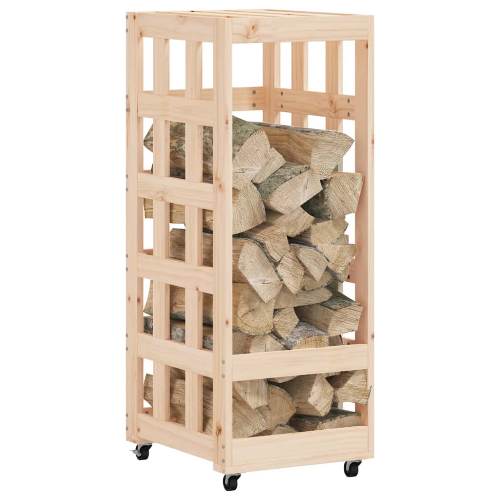 Houtblokhouder met wielen 40x49x110 cm massief grenenhout is nu te koop bij PeponiXL, paradijselijk wonen!