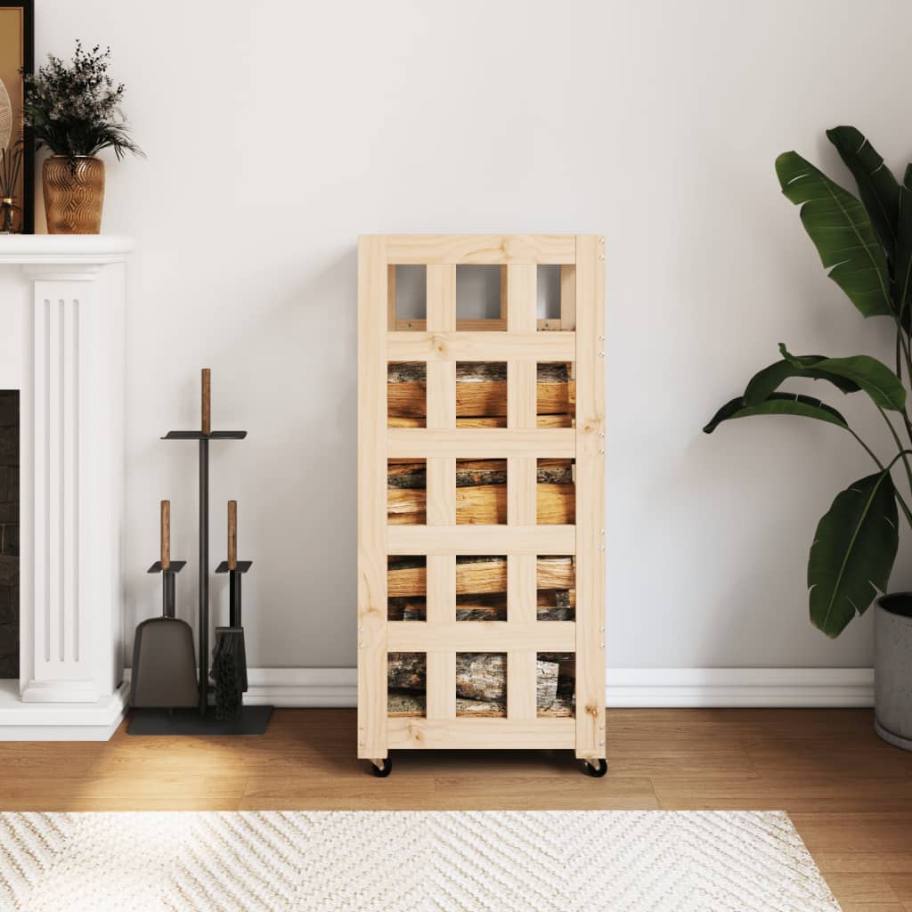Houtblokhouder met wielen 40x49x110 cm massief grenenhout is nu te koop bij PeponiXL, paradijselijk wonen!