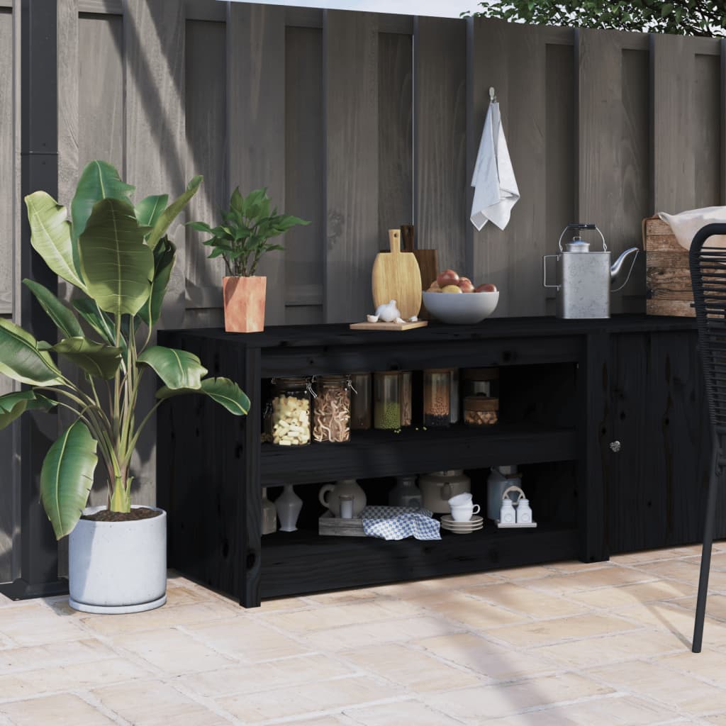 Keukenkast voor buiten MEPPEL 106x55x64 cm massief grenenhout zwart is nu te koop bij PeponiXL, paradijselijk wonen!