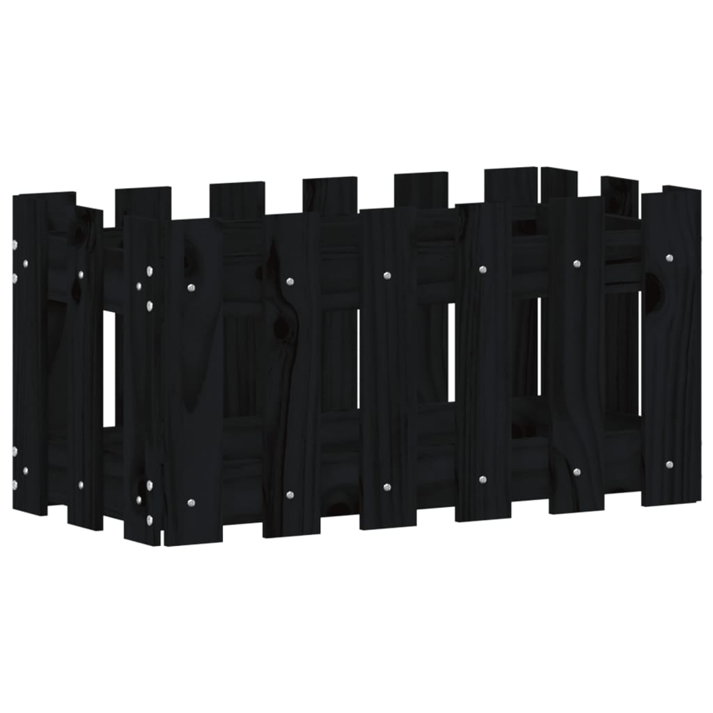 Plantenbak met hekontwerp 60x30x30 cm massief grenenhout zwart is nu te koop bij PeponiXL, paradijselijk wonen!