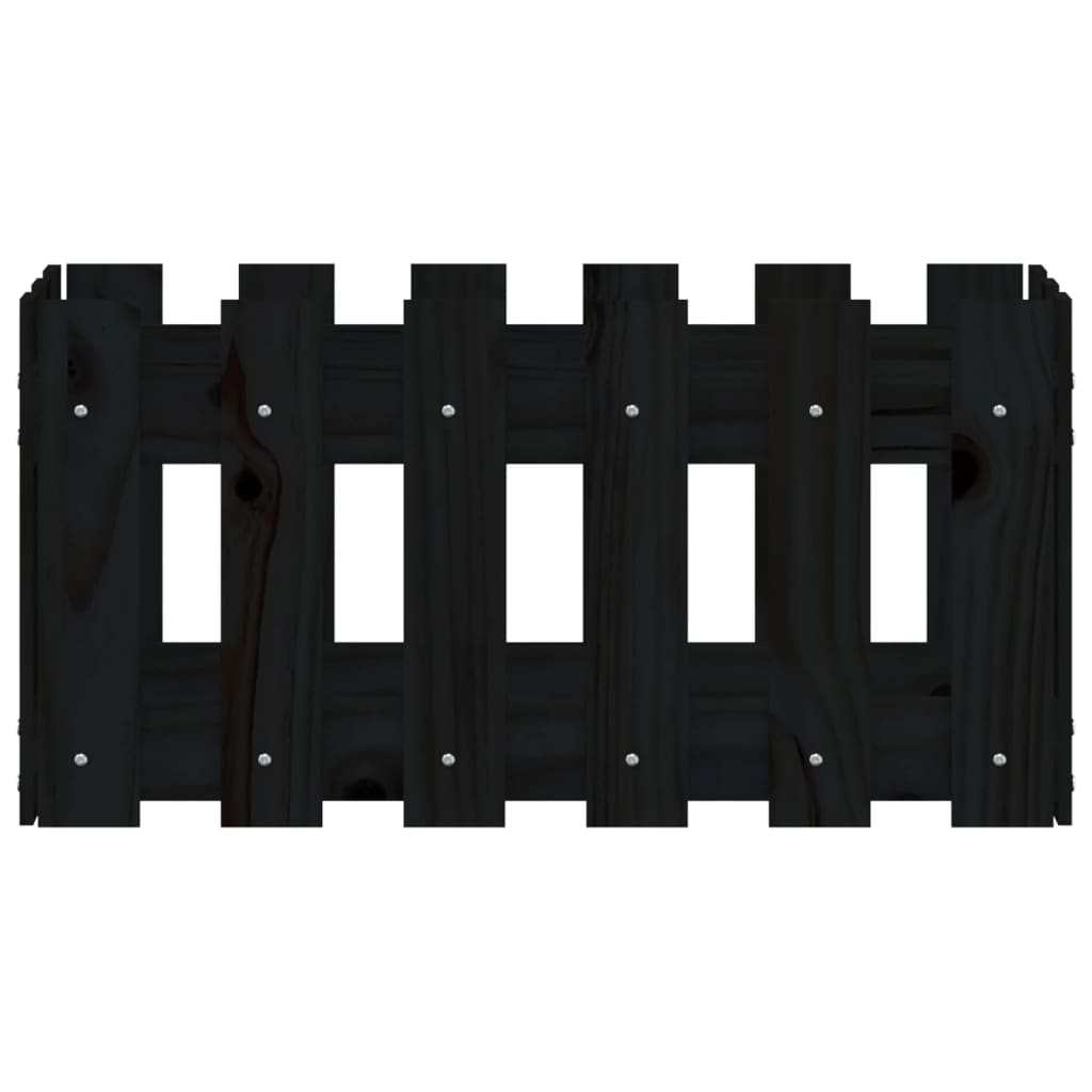 Plantenbak met hekontwerp 60x30x30 cm massief grenenhout zwart is nu te koop bij PeponiXL, paradijselijk wonen!