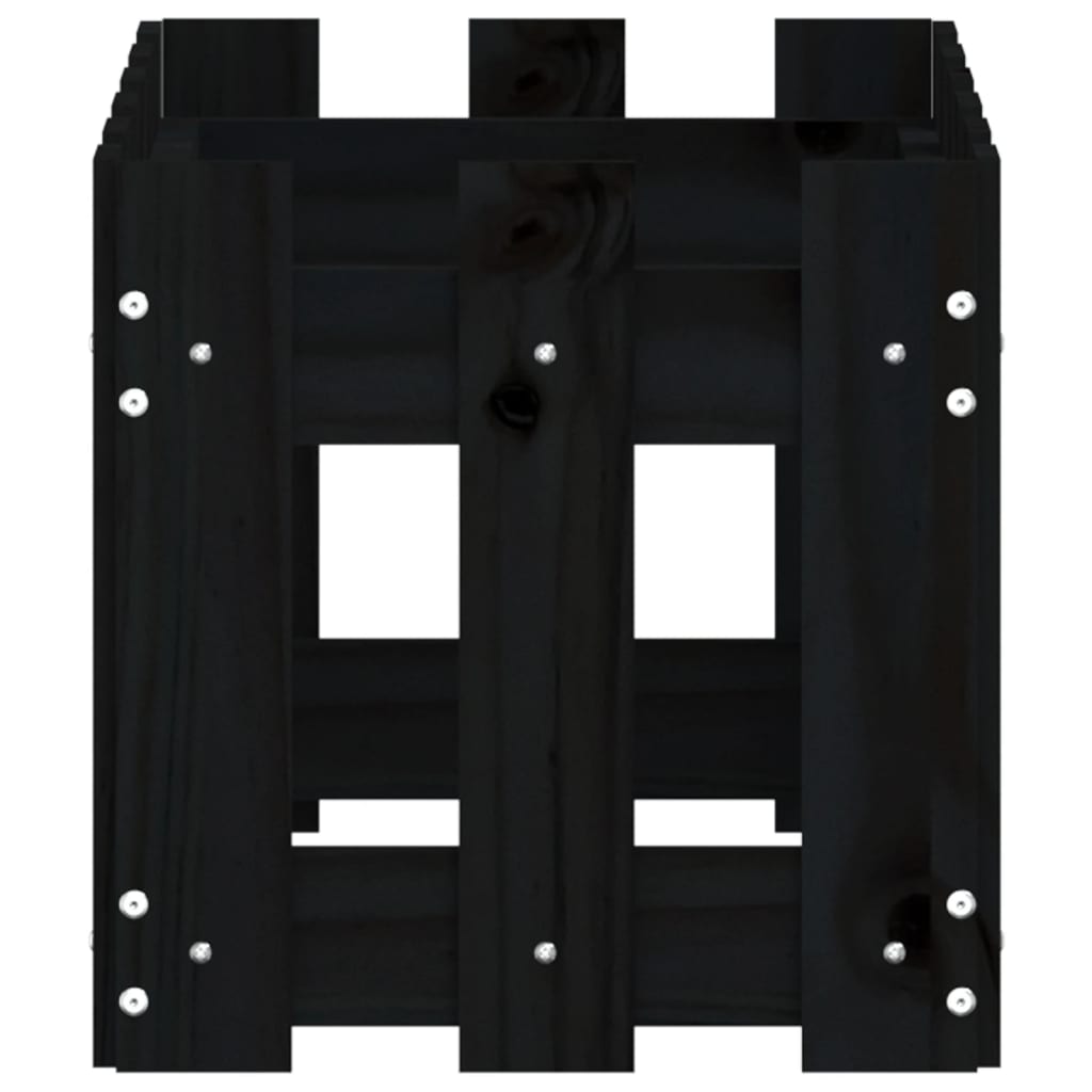 Plantenbak met hekontwerp 60x30x30 cm massief grenenhout zwart is nu te koop bij PeponiXL, paradijselijk wonen!