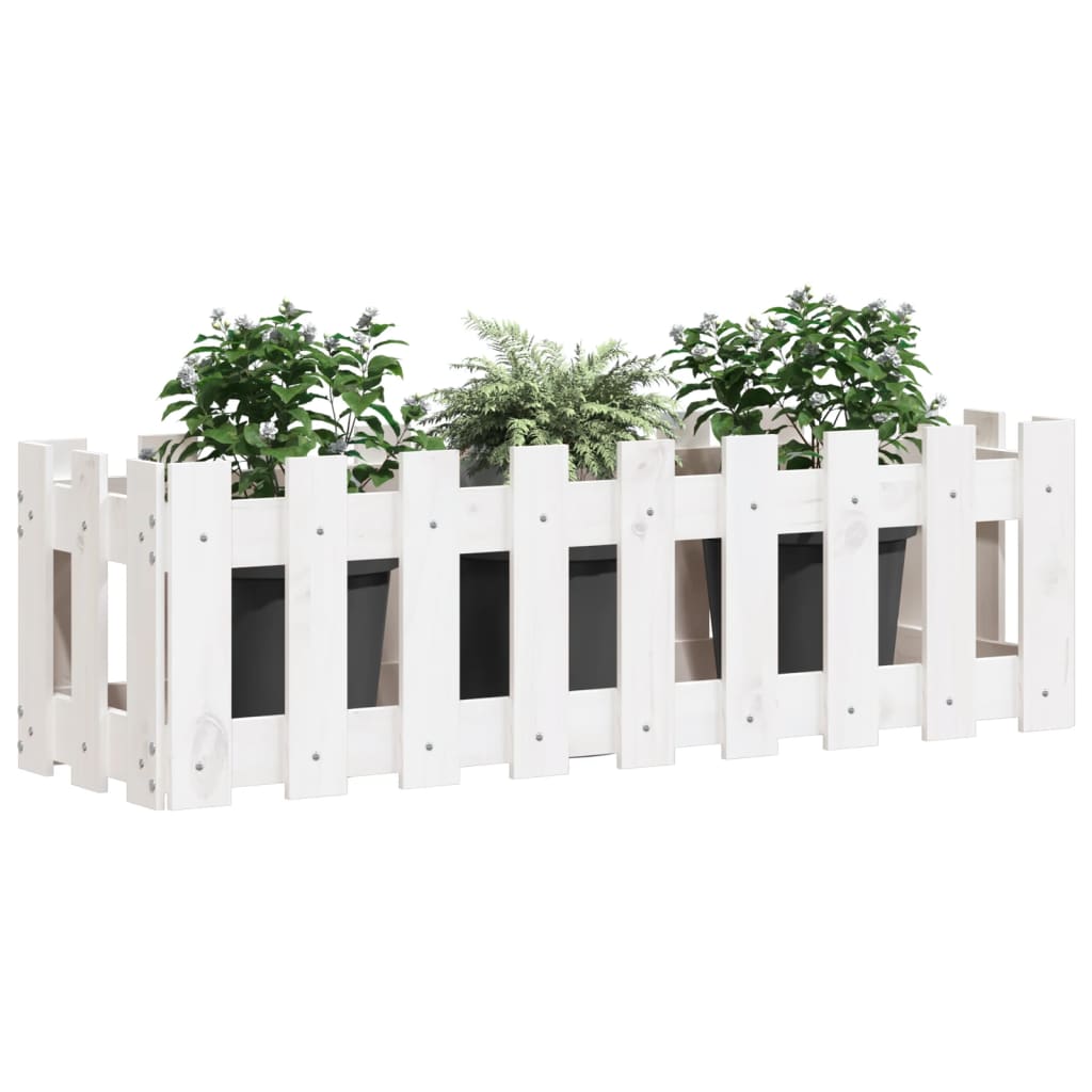 Plantenbak verhoogd hekontwerp 100x30x30 cm grenenhout wit is nu te koop bij PeponiXL, paradijselijk wonen!