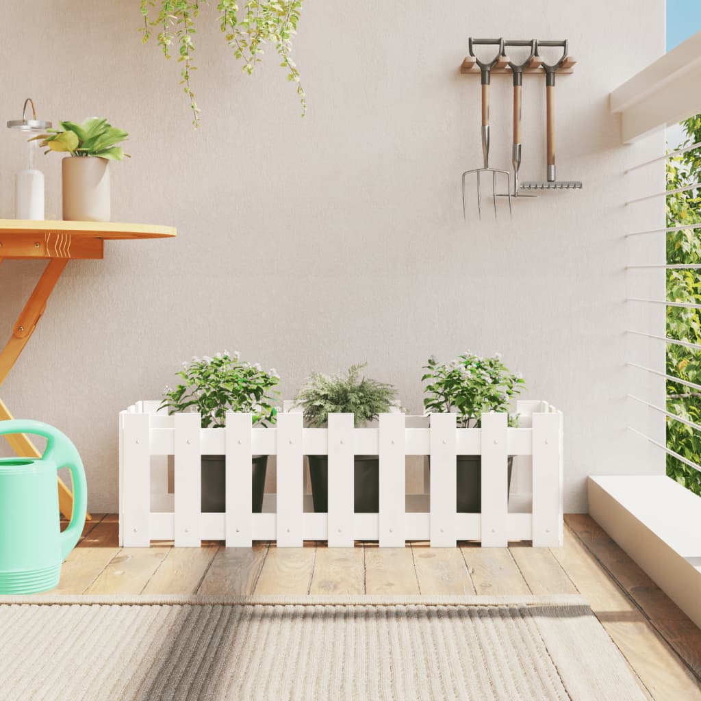 Plantenbak verhoogd hekontwerp 100x30x30 cm grenenhout wit is nu te koop bij PeponiXL, paradijselijk wonen!