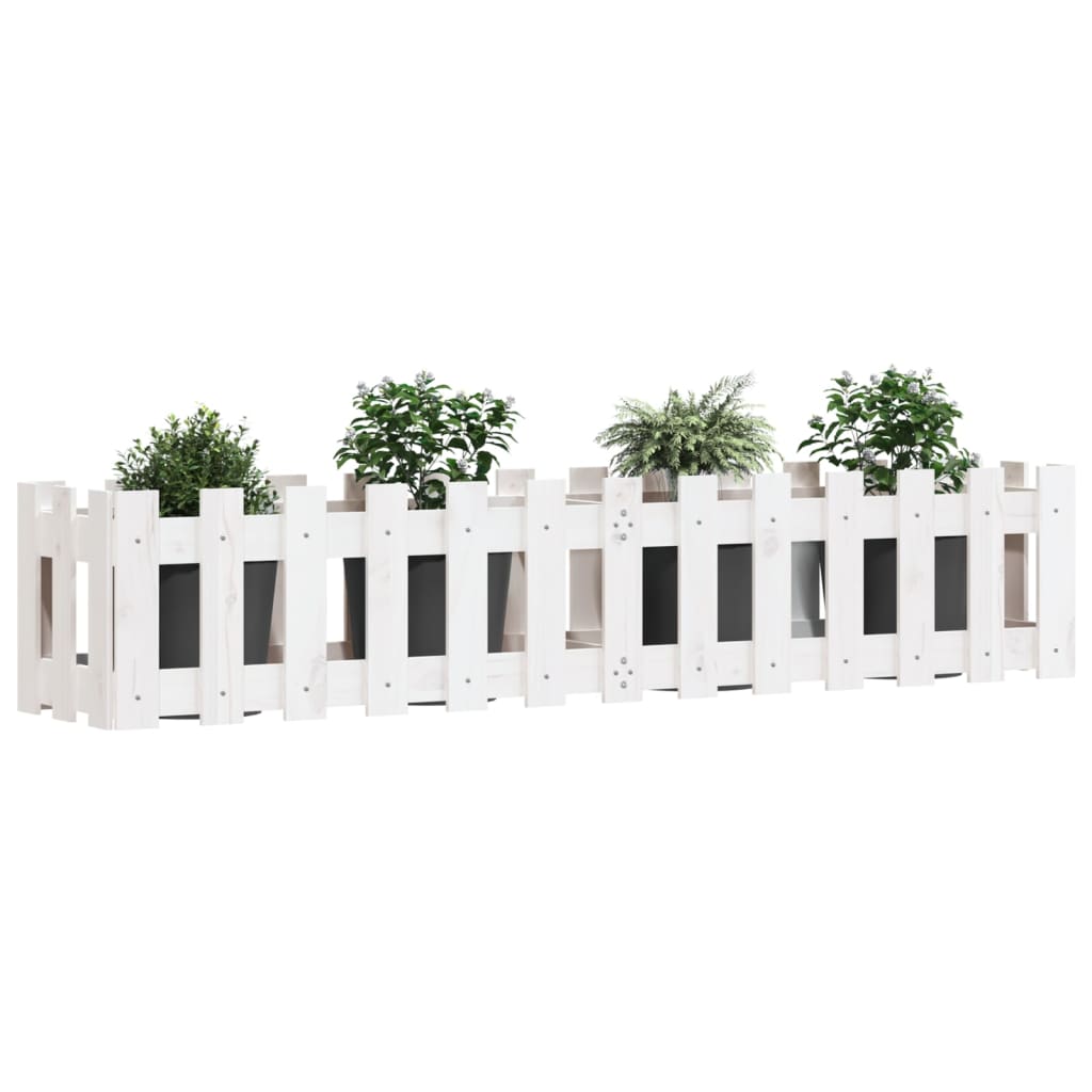 Plantenbak verhoogd hekontwerp 150x30x30 cm grenenhout wit is nu te koop bij PeponiXL, paradijselijk wonen!