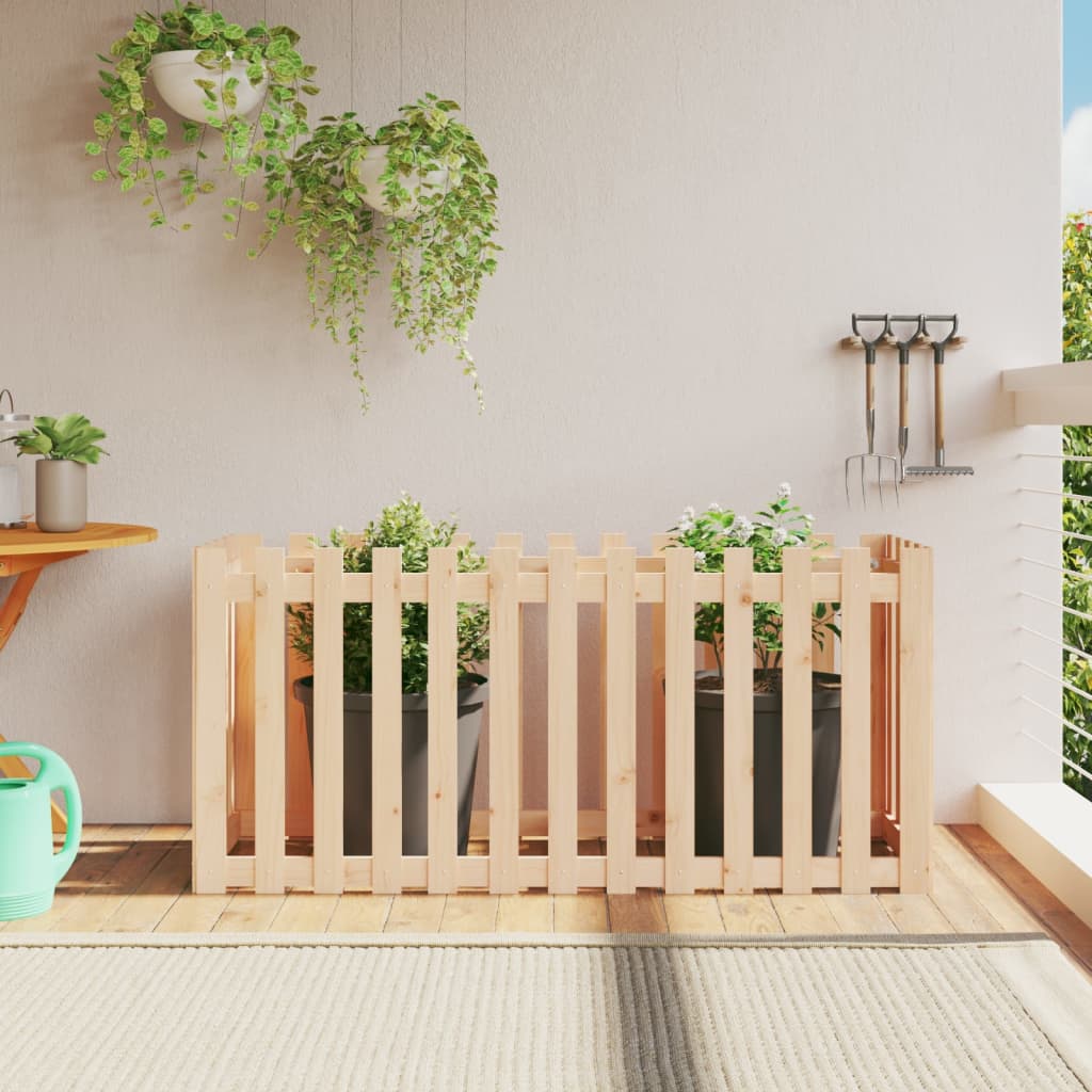Plantenbak verhoogd met hekontwerp 150x50x70 cm grenenhout is nu te koop bij PeponiXL, paradijselijk wonen!