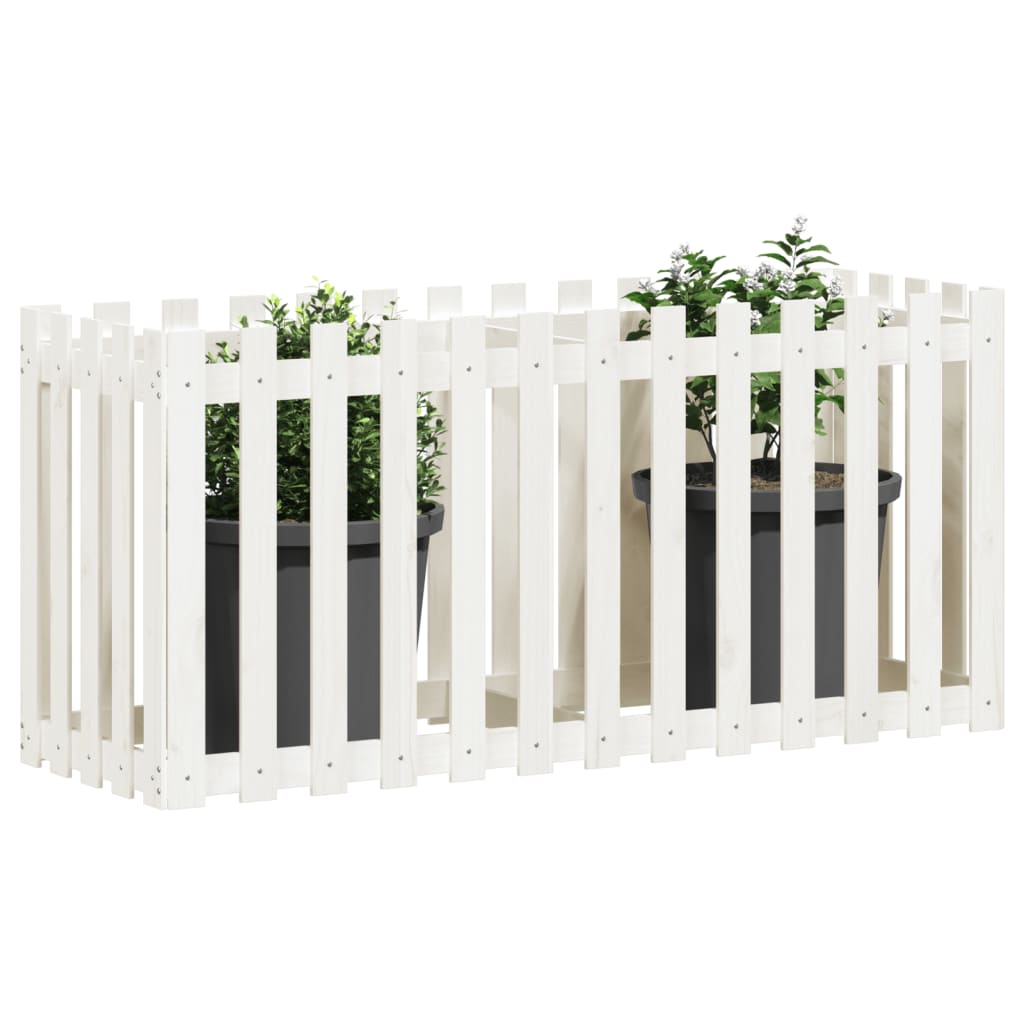 Plantenbak verhoogd hekontwerp 150x50x70 cm grenenhout wit is nu te koop bij PeponiXL, paradijselijk wonen!