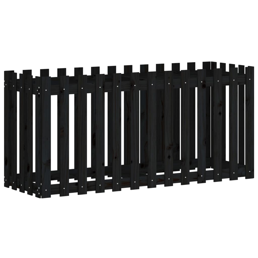 Plantenbak verhoogd hekontwerp 150x50x70 cm grenenhout zwart is nu te koop bij PeponiXL, paradijselijk wonen!
