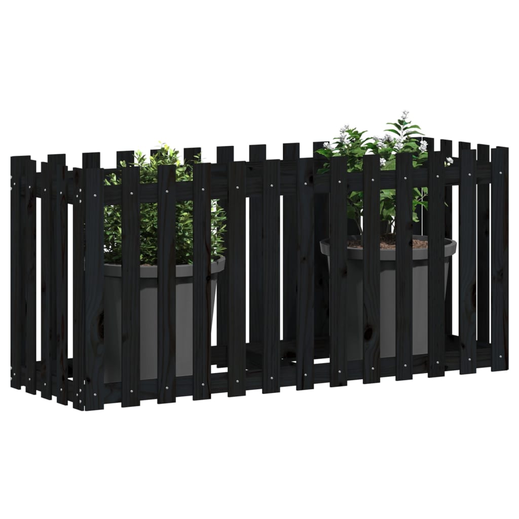 Plantenbak verhoogd hekontwerp 150x50x70 cm grenenhout zwart is nu te koop bij PeponiXL, paradijselijk wonen!