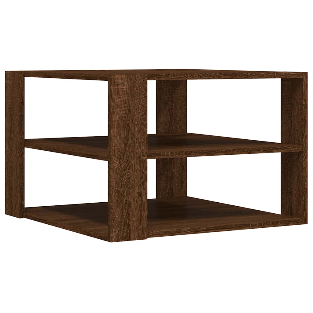 Salontafel 58x58x40 cm bewerkt hout bruin eikenkleurig is nu te koop bij PeponiXL, paradijselijk wonen!