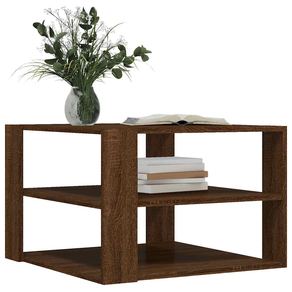 Salontafel 58x58x40 cm bewerkt hout bruin eikenkleurig is nu te koop bij PeponiXL, paradijselijk wonen!