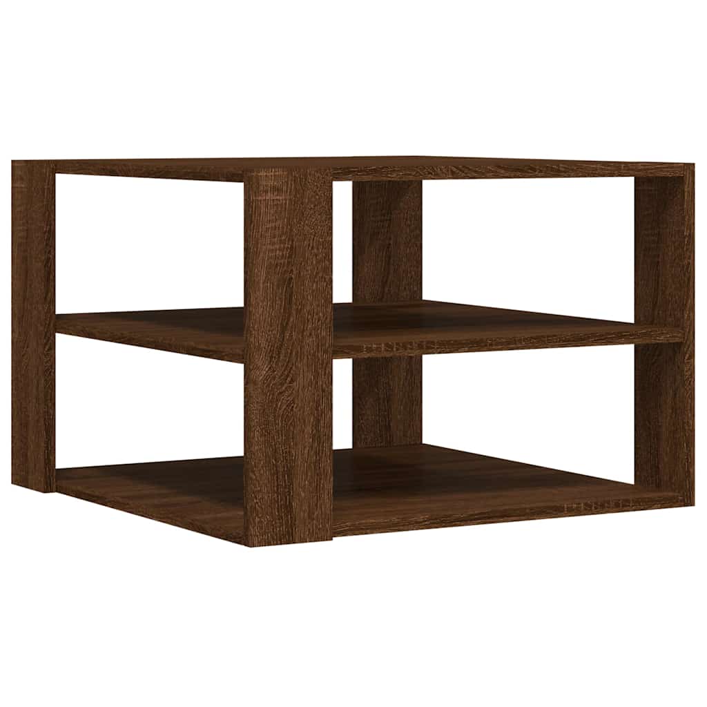 Salontafel 58x58x40 cm bewerkt hout bruin eikenkleurig is nu te koop bij PeponiXL, paradijselijk wonen!
