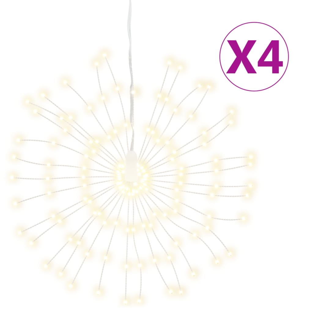 Kerstverlichting vuurwerk 4 st 140 warmwitte LED's 17 cm is nu te koop bij PeponiXL, paradijselijk wonen!