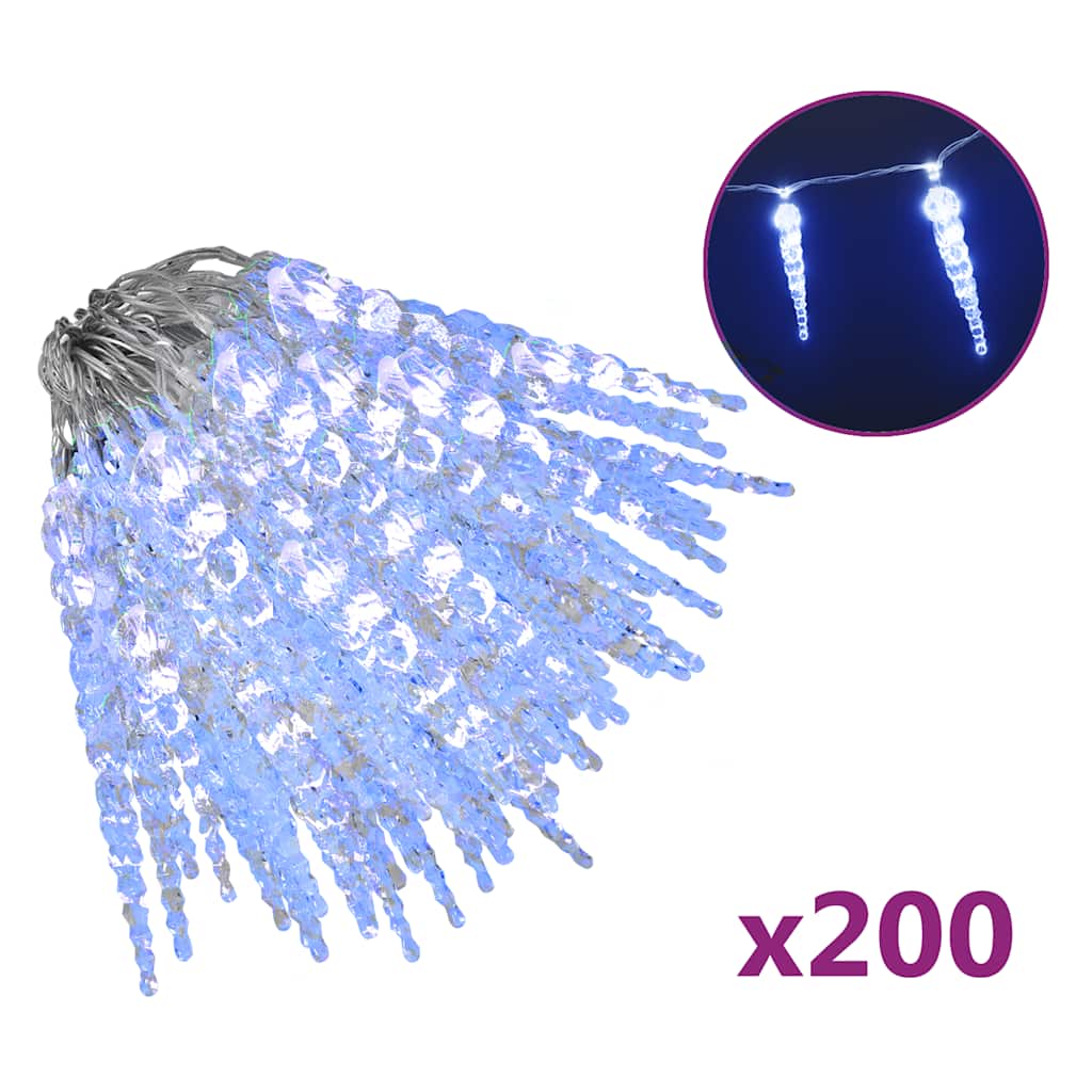 Kerstverlichting ijspegels 200 blauwe LED's 20 m acryl PVC is nu te koop bij PeponiXL, paradijselijk wonen!