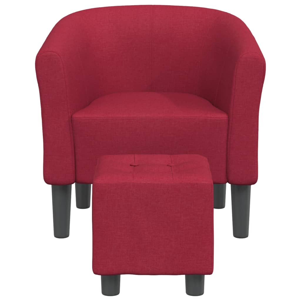Kuipstoel met voetenbank stof wijnrood is nu te koop bij PeponiXL, paradijselijk wonen!