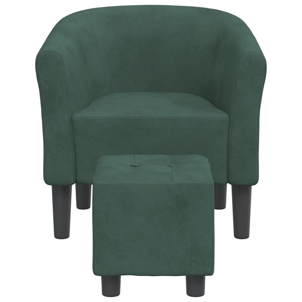 Kuipstoel met voetenbank fluweel donkergroen is nu te koop bij PeponiXL, paradijselijk wonen!