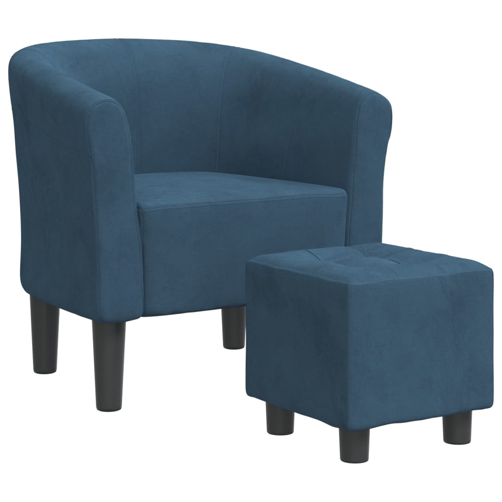 Kuipstoel met voetenbank fluweel donkerblauw is nu te koop bij PeponiXL, paradijselijk wonen!