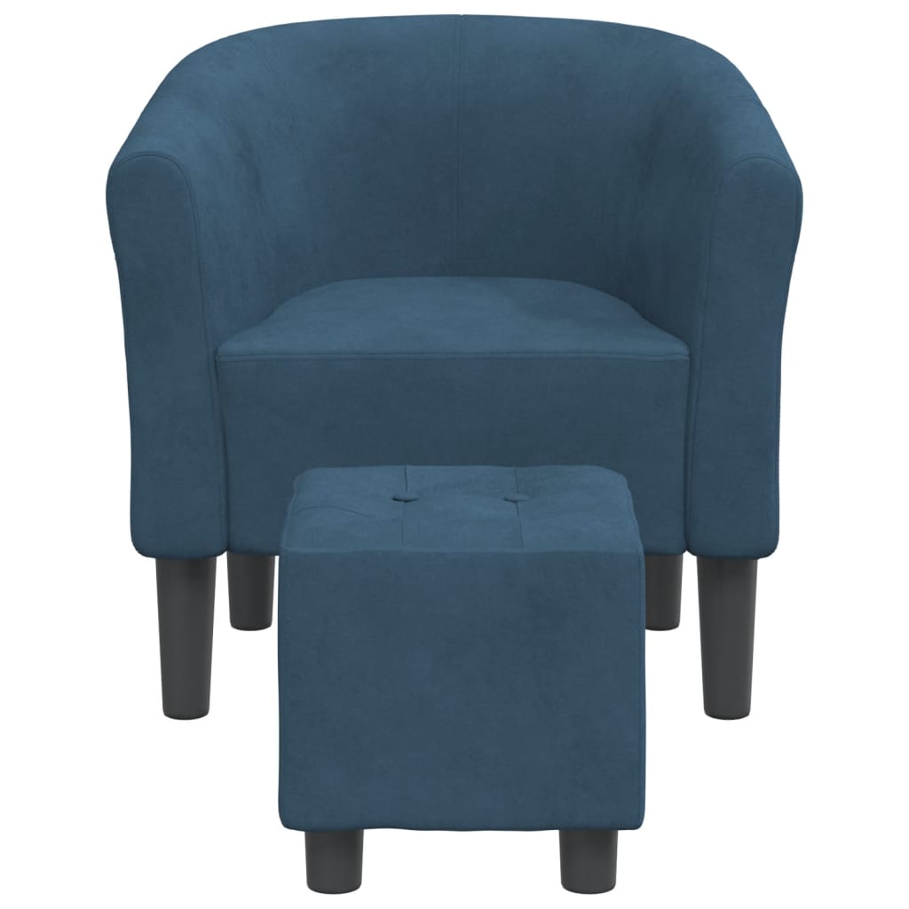 Kuipstoel met voetenbank fluweel donkerblauw is nu te koop bij PeponiXL, paradijselijk wonen!
