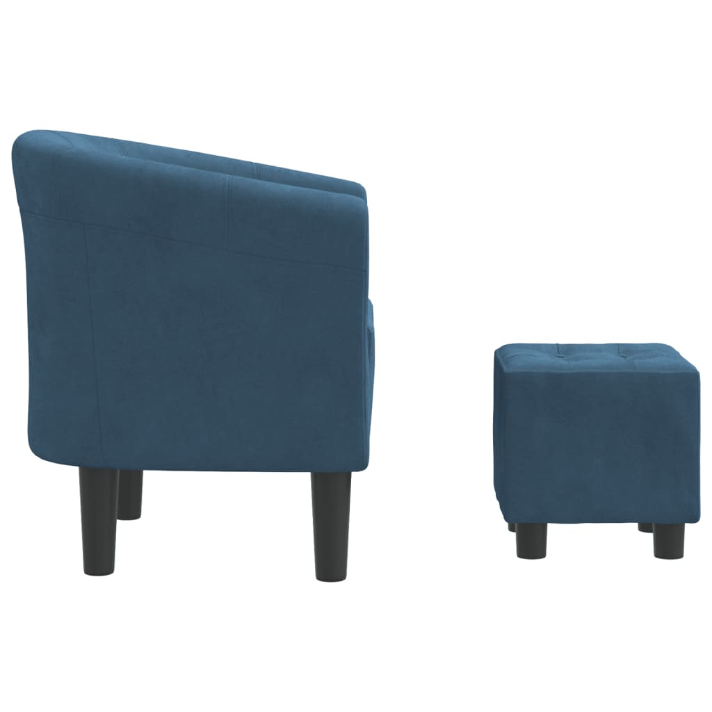 Kuipstoel met voetenbank fluweel donkerblauw is nu te koop bij PeponiXL, paradijselijk wonen!