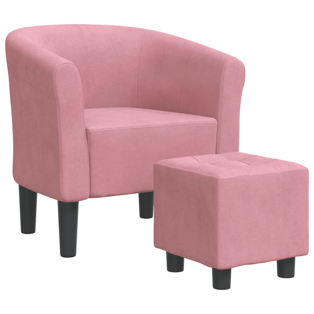Kuipstoel met voetenbank fluweel roze is nu te koop bij PeponiXL, paradijselijk wonen!