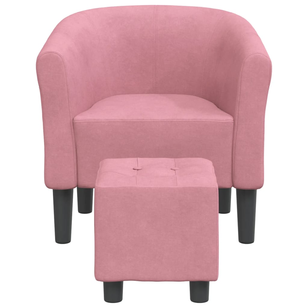 Kuipstoel met voetenbank fluweel roze is nu te koop bij PeponiXL, paradijselijk wonen!