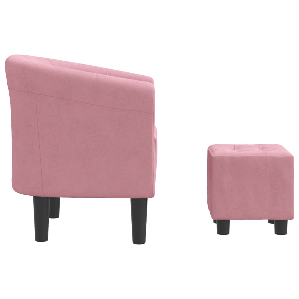 Kuipstoel met voetenbank fluweel roze is nu te koop bij PeponiXL, paradijselijk wonen!