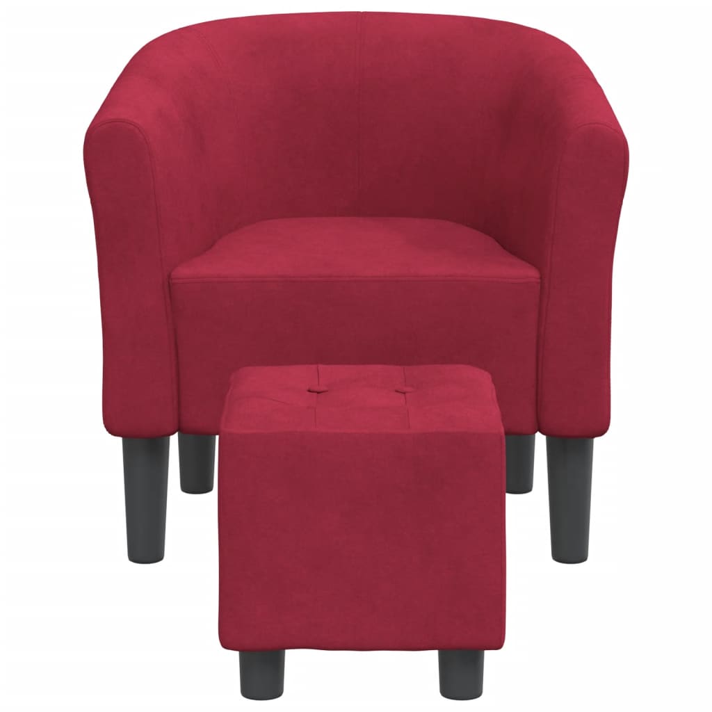 Kuipstoel met voetenbank fluweel wijnrood is nu te koop bij PeponiXL, paradijselijk wonen!