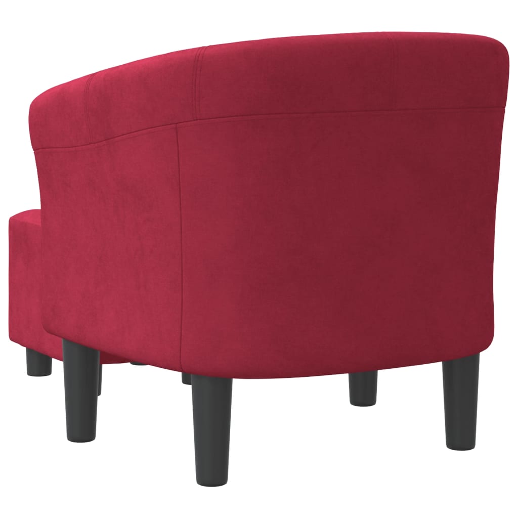 Kuipstoel met voetenbank fluweel wijnrood is nu te koop bij PeponiXL, paradijselijk wonen!