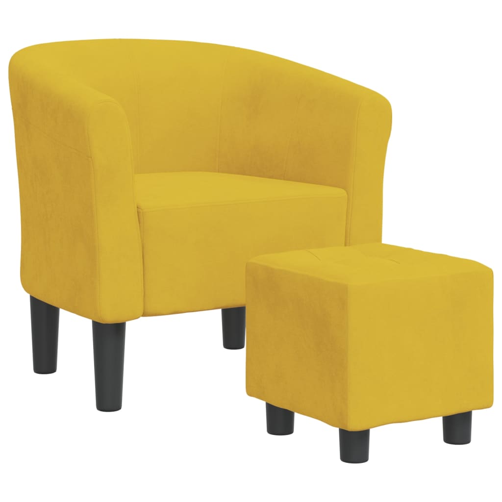 Kuipstoel met voetenbank fluweel geel is nu te koop bij PeponiXL, paradijselijk wonen!