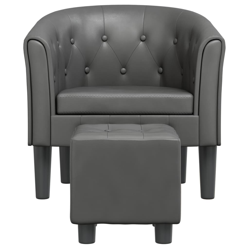 Kuipstoel met voetenbankje kunstleer grijs is nu te koop bij PeponiXL, paradijselijk wonen!