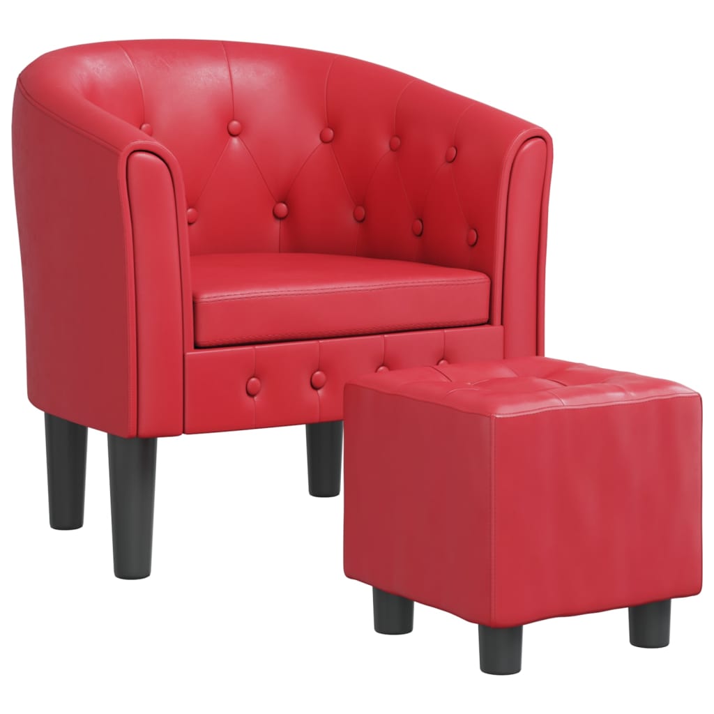 Kuipstoel met voetenbankje kunstleer rood is nu te koop bij PeponiXL, paradijselijk wonen!