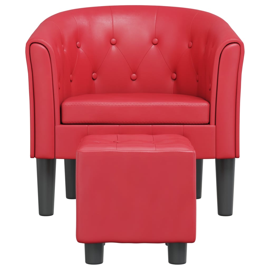 Kuipstoel met voetenbankje kunstleer rood is nu te koop bij PeponiXL, paradijselijk wonen!